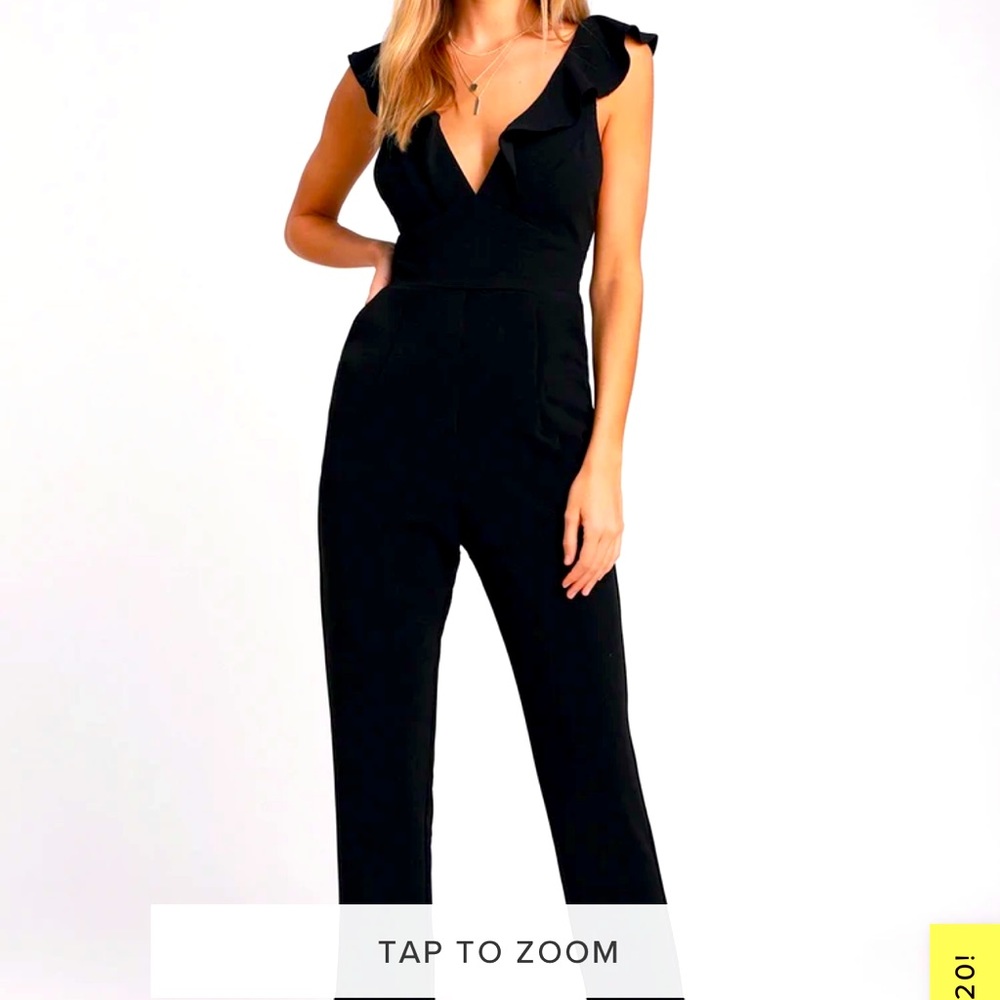 Lulus Leilani black ruffle jumpsuit